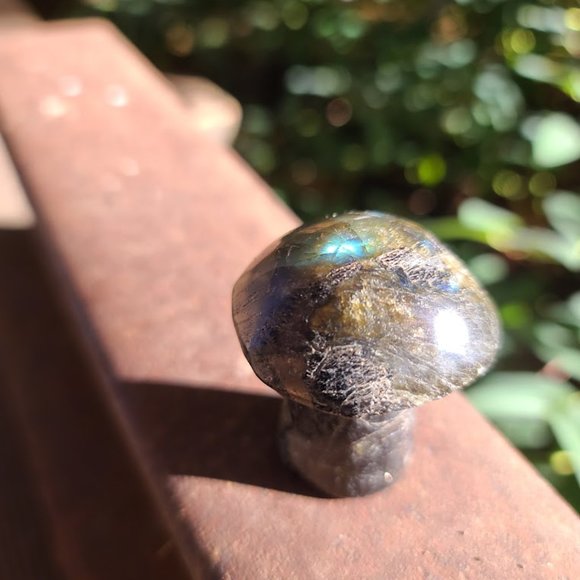 Laboradite hand carved mushroom 3" - Picture 3 of 10